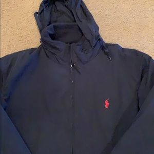 Men’s polo jacket in navy with/without hood in XL